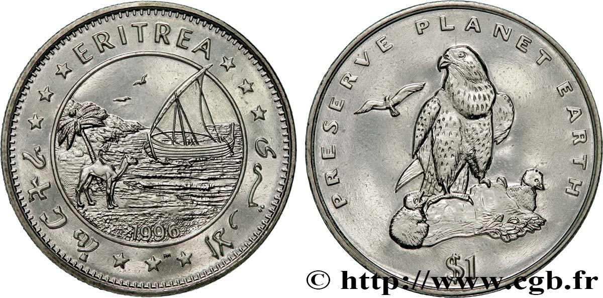 ÉRYTHRÉE 1 Dollar Proof faucon lanier 1996 Pobjoy Mint SPL 