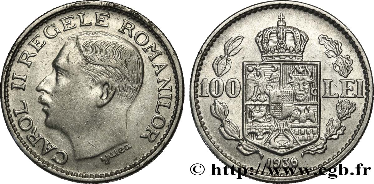 RUMÄNIEN 100 Lei Charles II 1936  VZ 