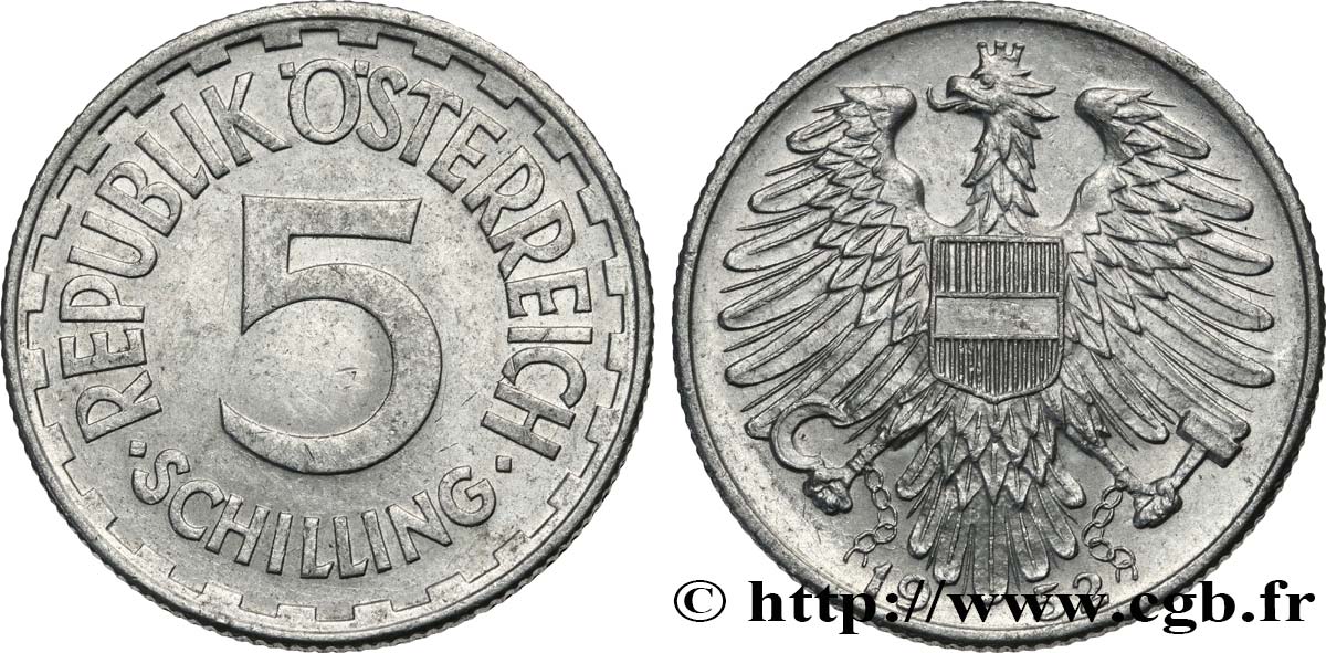AUSTRIA 5 Schilling aigle 1952  AU 