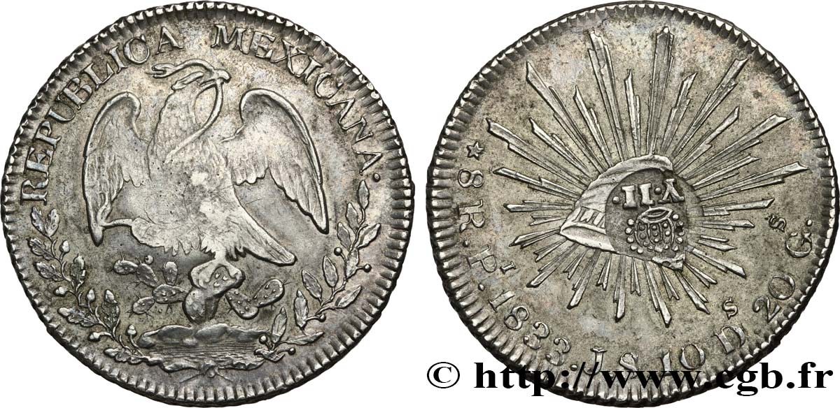 FILIPINE - ISABELLA II DI SPAGNA 8 Reales de Bolivie avec contremarque Y.II 1833 Manille q.SPL 
