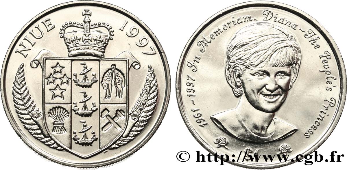 NIUE 1 Dollar A la mémoire de la Princesse Diana 1997 Pobjoy Mint MS 