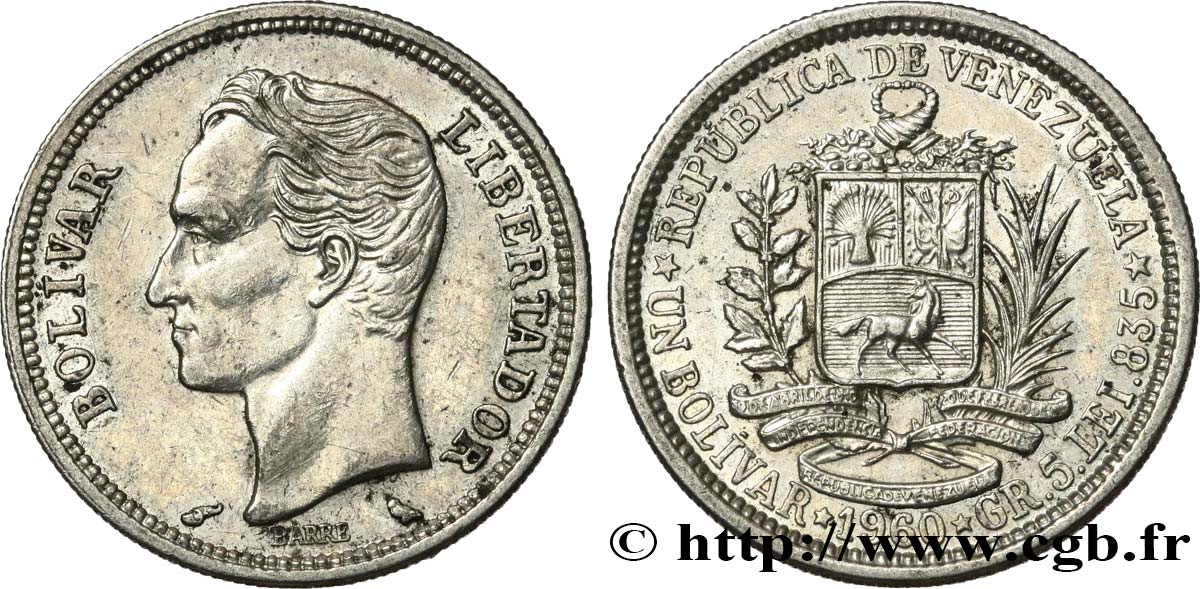 VENEZUELA 1 Bolivar 1960 Paris SUP 