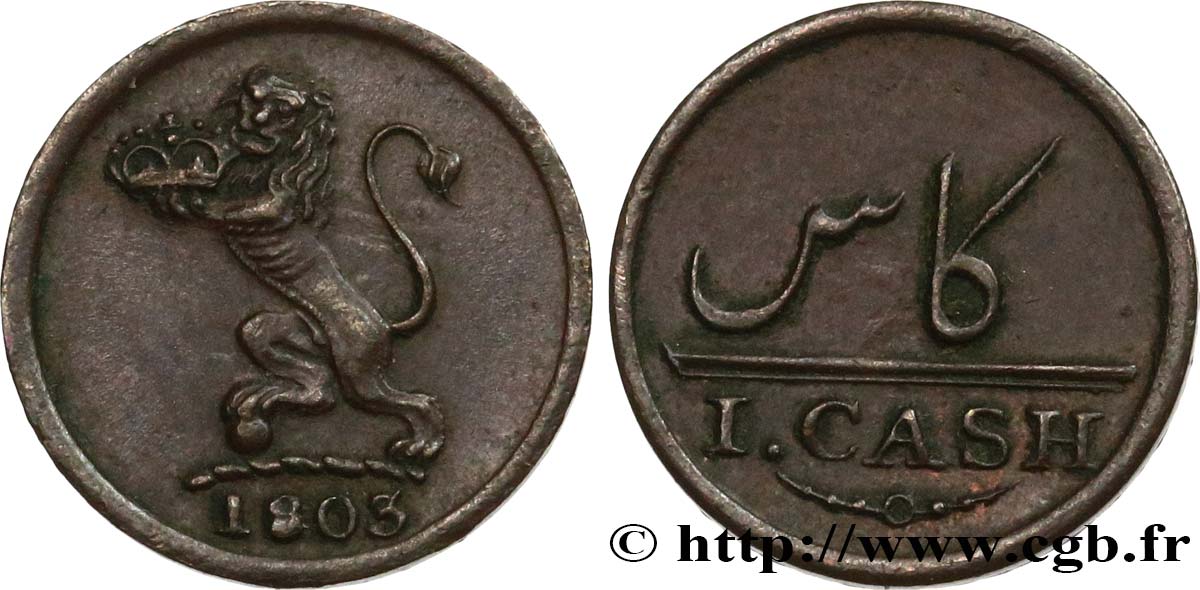 INDIA 1 Cash Madras East India Company 1803  AU 