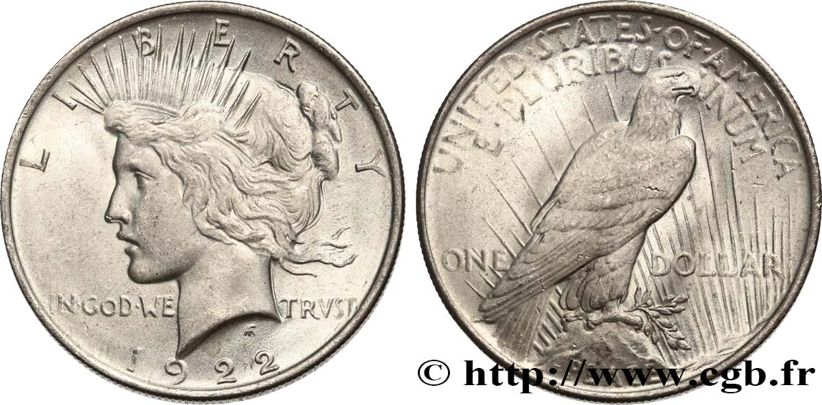 STATI UNITI D AMERICA 1 Dollar Peace 1922 Philadelphie MS 