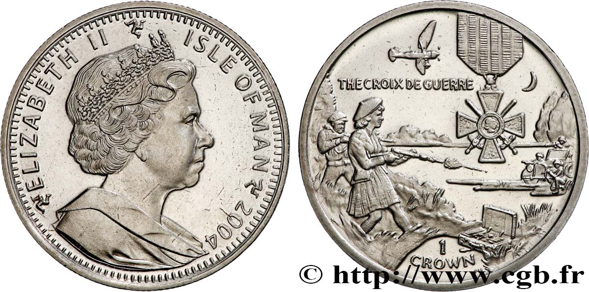 ILE DE MAN 1 Crown Proof Élisabeth II - Croix de Guerre 2004 Pobjoy Mint SPL 
