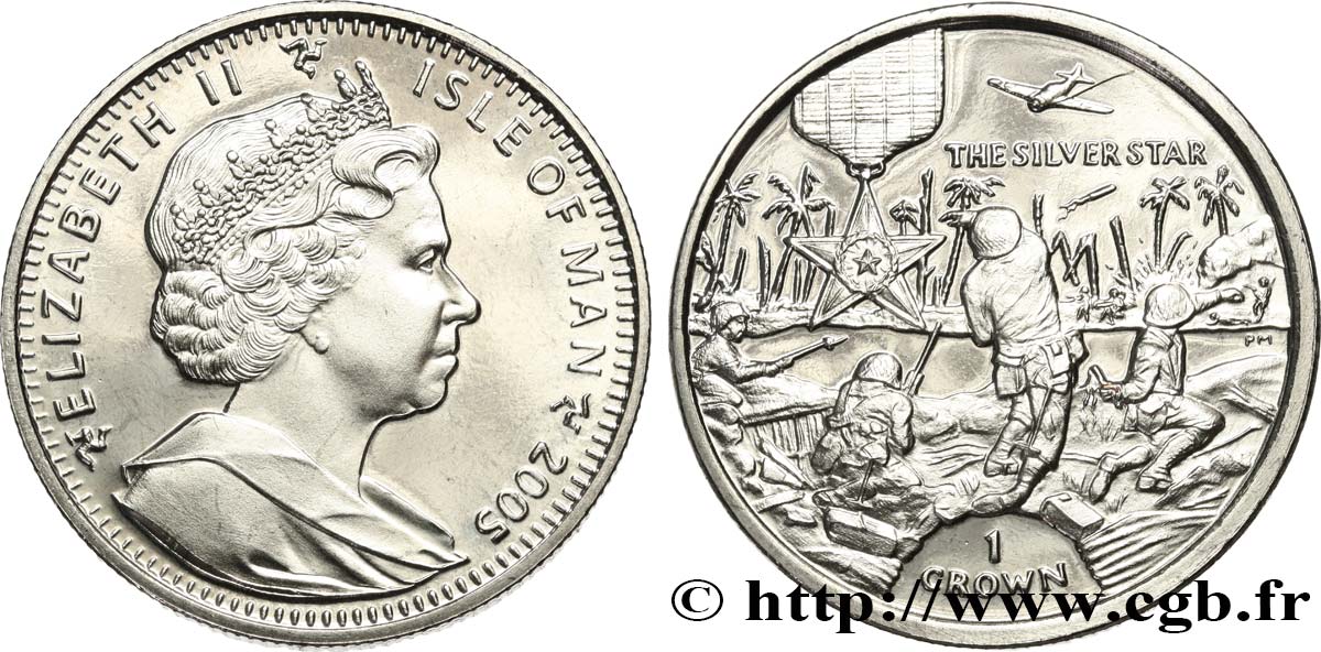 ISLE OF MAN 1 Crown Proof Élisabeth II - médaille Silver Star 2005 Pobjoy Mint MS 