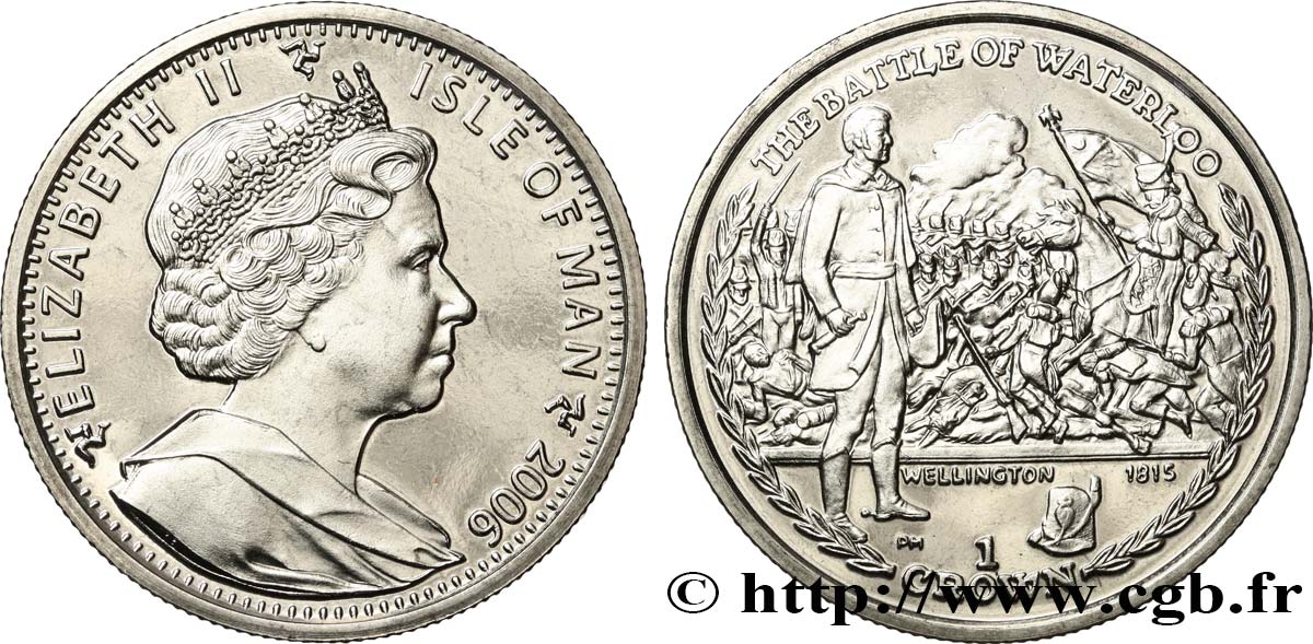 ISLE OF MAN 1 Crown Proof Bataille de Waterloo 2006 Pobjoy Mint MS 