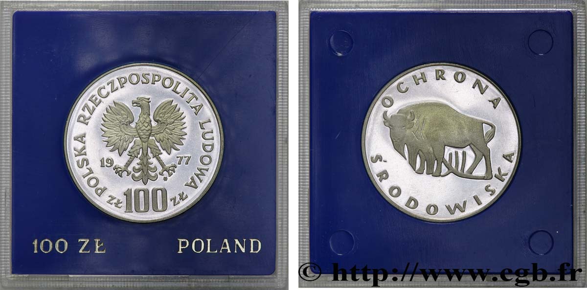 POLOGNE 100 Zlotych Proof Bison 1977 Varsovie SPL 