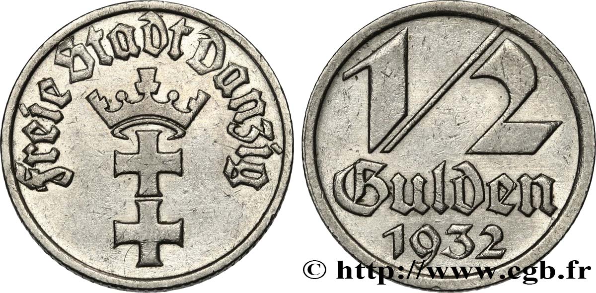 DANZIG (FREIE STADT) 1/2 Gulden 1932  VZ 