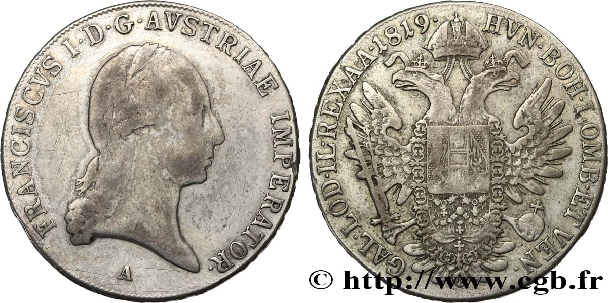 AUSTRIA - FRANCIS OF AUSTRIA Thaler 1819 Vienne VF 
