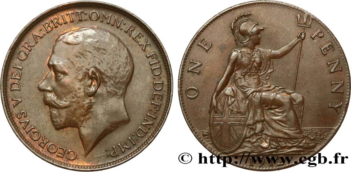 ROYAUME-UNI 1 Penny Georges V 1912  TTB 
