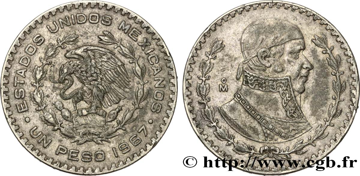 MÉXICO 1 Peso Jose Morelos y Pavon 1967 Mexico MBC 