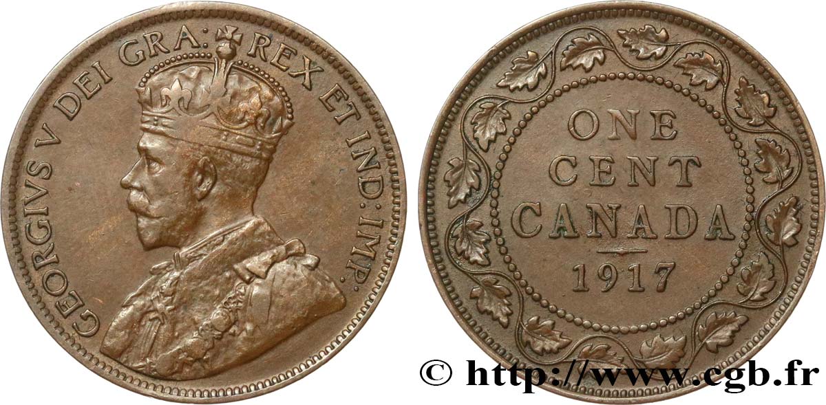CANADA 1 Cent Georges V 1917  TTB+ 