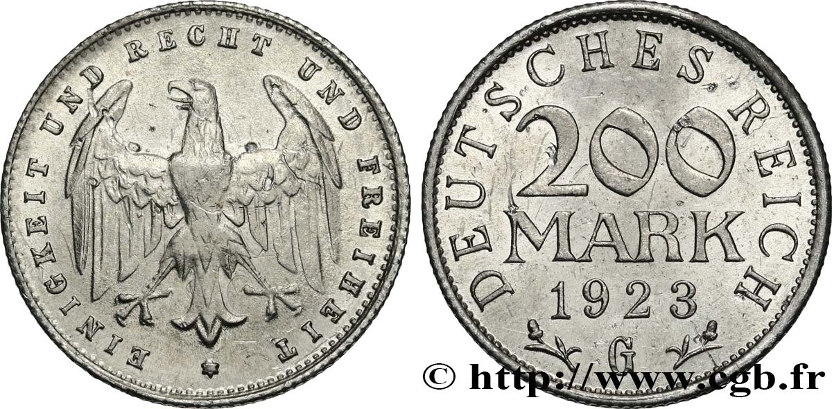 GERMANY 200 Mark aigle 1923 Karlsruhe AU 