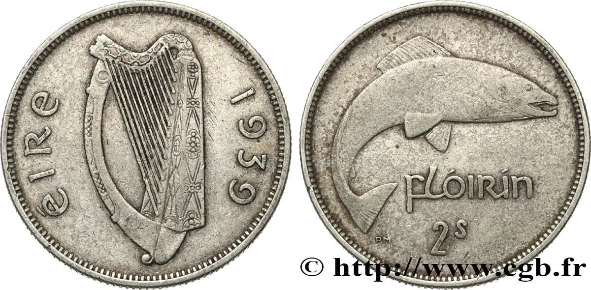 IRELAND REPUBLIC 1 Florin 1939  VF 