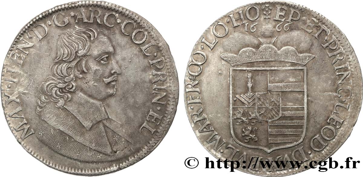 BISHOPRIC OF LIEGE - MAXIMILIAN HENRY OF BAVARIA Patagon 1666 Liège AU/AU 