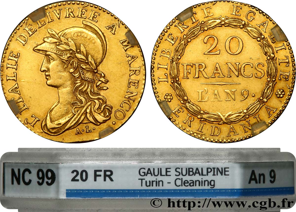 ITALIA - GALIA SUBALPINA 20 francs Marengo 1801 Turin SPL GENI