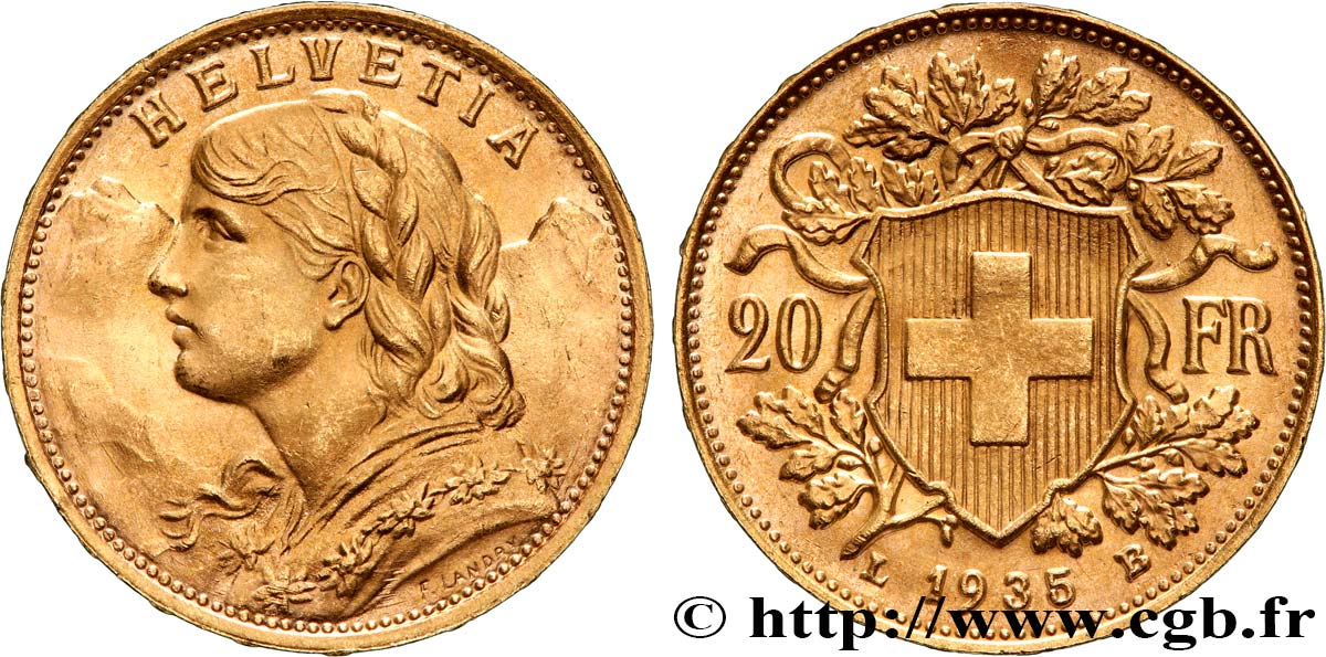 OR D INVESTISSEMENT 20 Francs or  Vreneli   1935 Berne SPL 