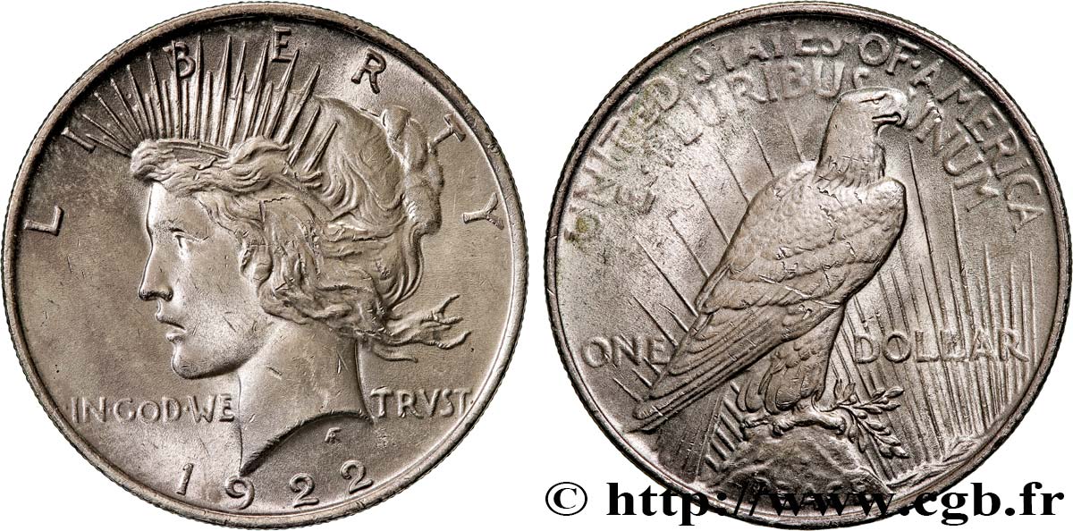 ÉTATS-UNIS D AMÉRIQUE 1 Dollar Peace 1922 Philadelphie TTB+ 