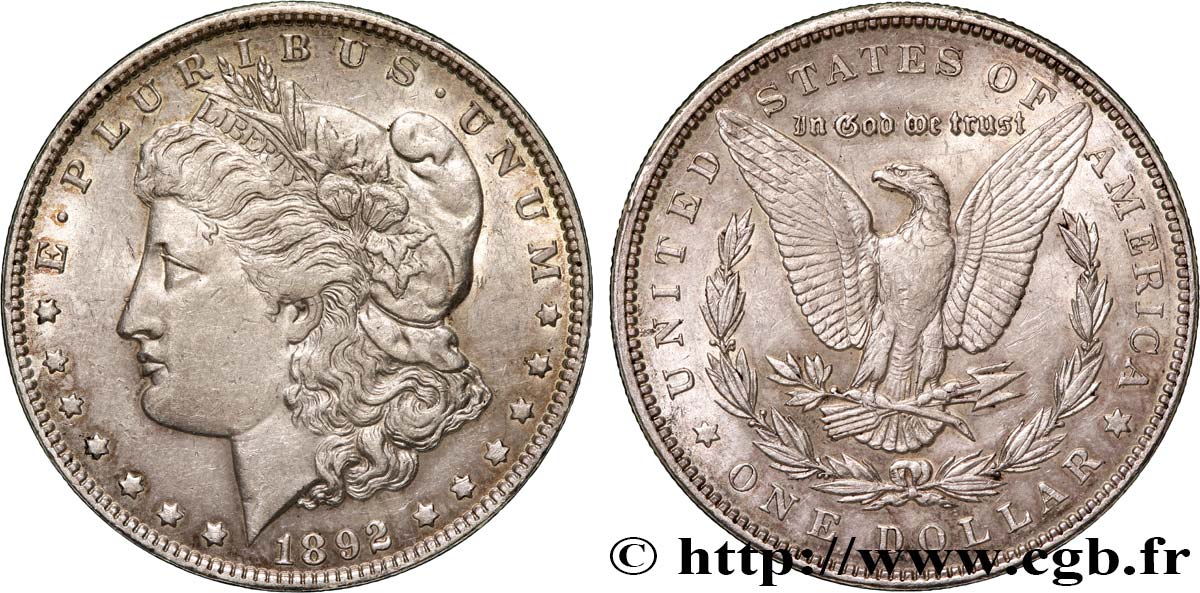 ÉTATS-UNIS D AMÉRIQUE 1 Dollar type Morgan 1892 Philadelphie TTB+ 