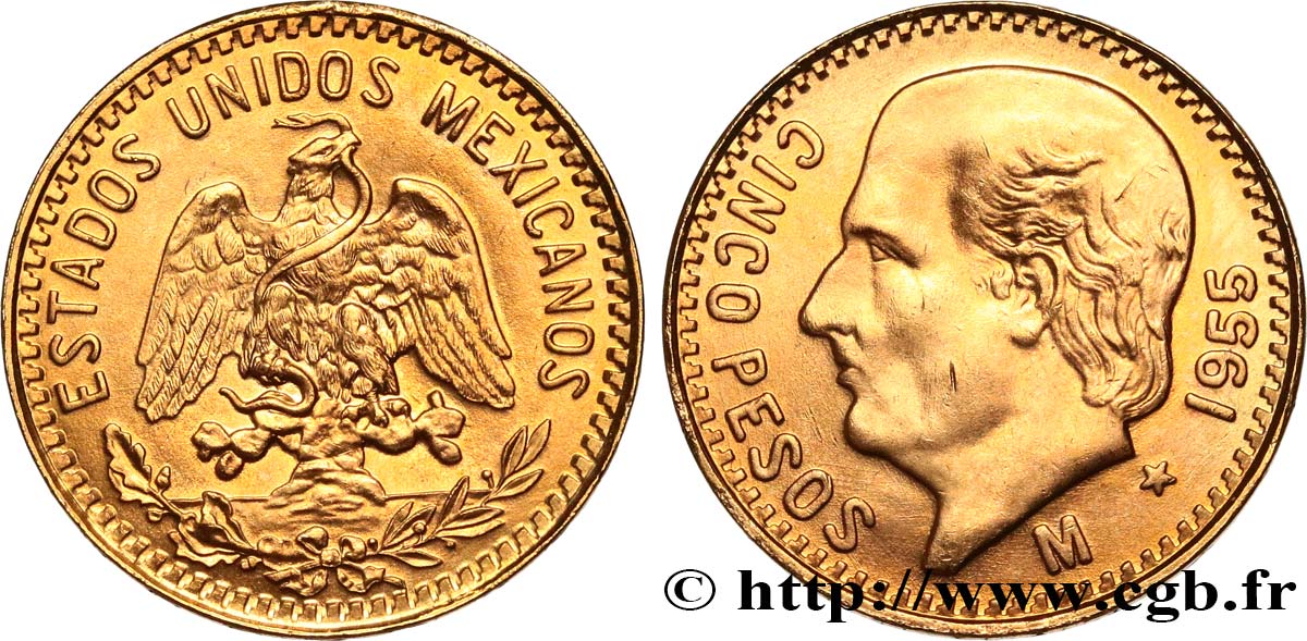 MEXICO 5 Pesos Miguel Hidalgo y Costilla 1955 Mexico MS 