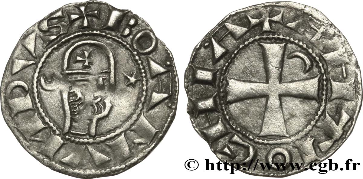 CRUSADES - PRINCIPALITY OF ANTIOCHUS - BOHEMOND III Denier n.d. Antioche AU 