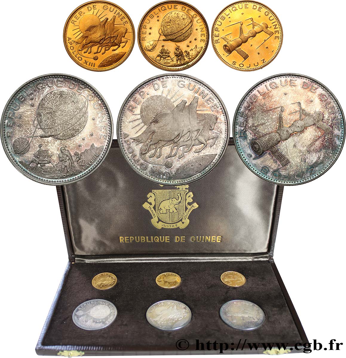 GUINÉE Coffret de six monnaies 10e anniversaire de l’indépendance 1970  SPL 