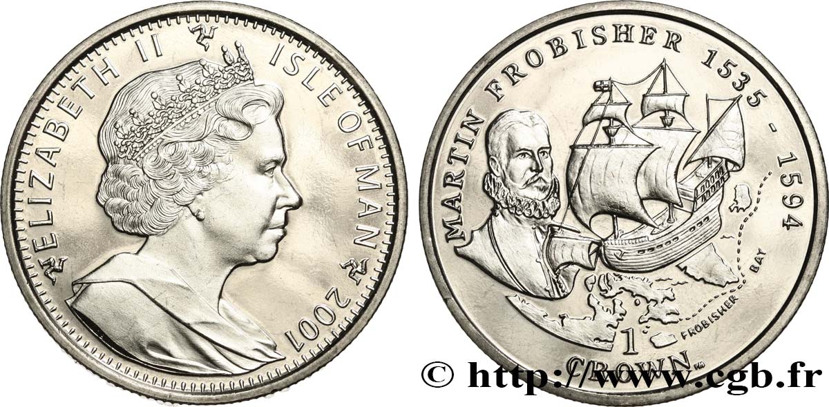ISOLA DI MAN 1 Crown Proof Martin Frobisher 2001 Pobjoy Mint MS 