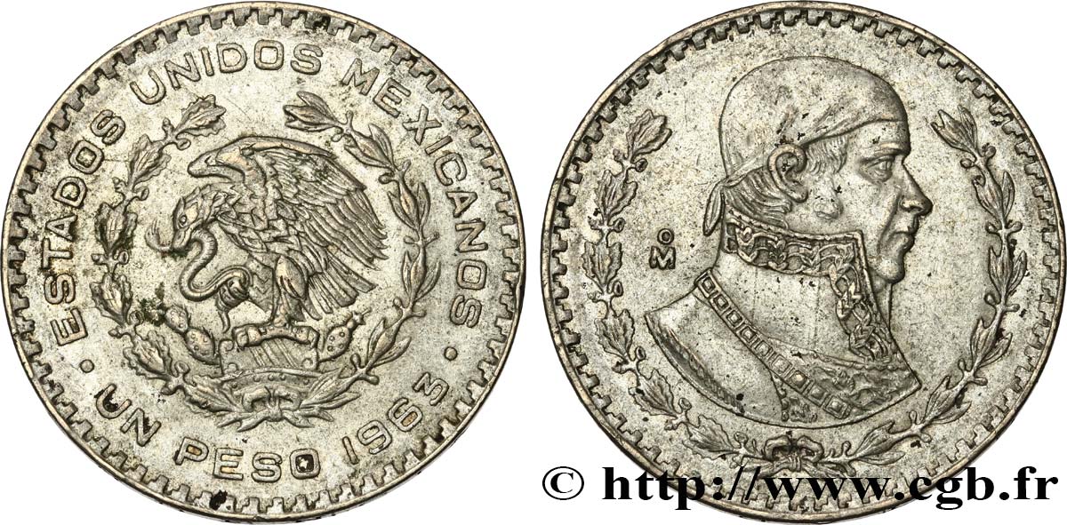 MEXIQUE 1 Peso Jose Morelos y Pavon 1963 Mexico TTB+ 