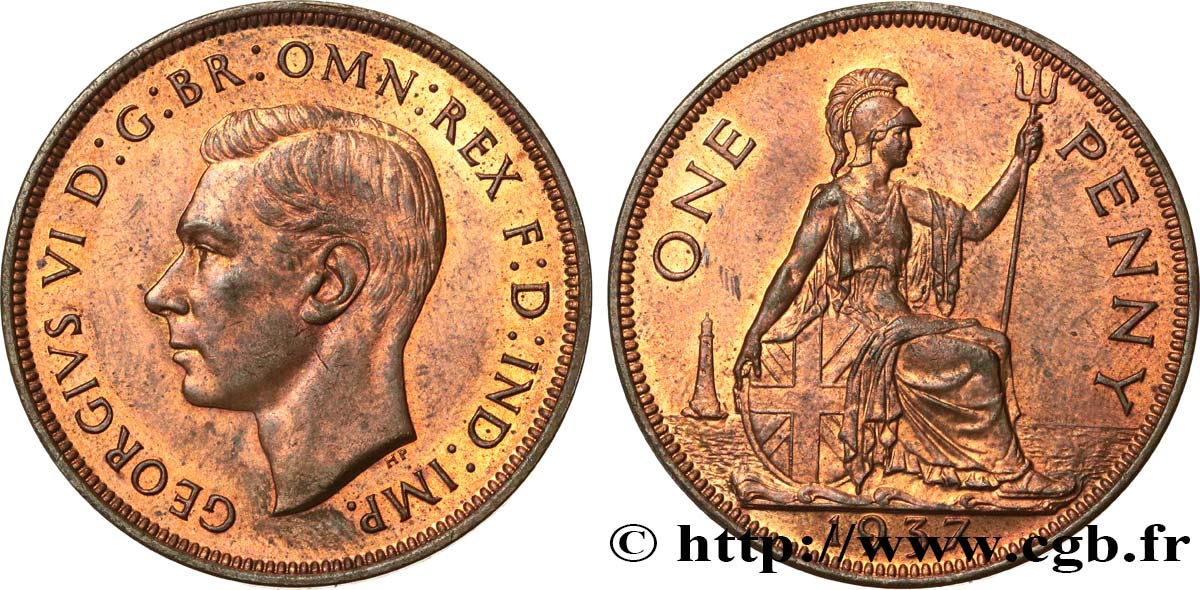 REINO UNIDO 1 Penny Georges VI 1937  SC 