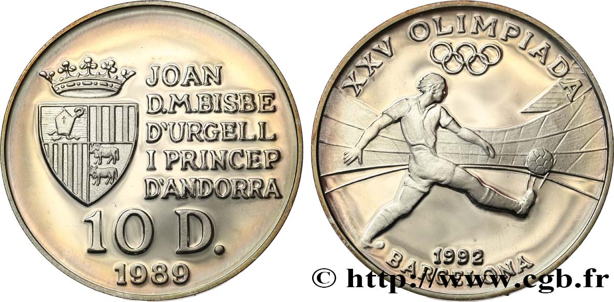 ANDORRA 10 Diners Proof  Jeux Olympiques de Barcelone 1992 / football 1989  MS 