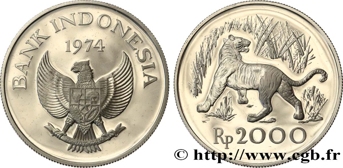 INDONESIA 2000 Rupiah Proof 1974  SC 
