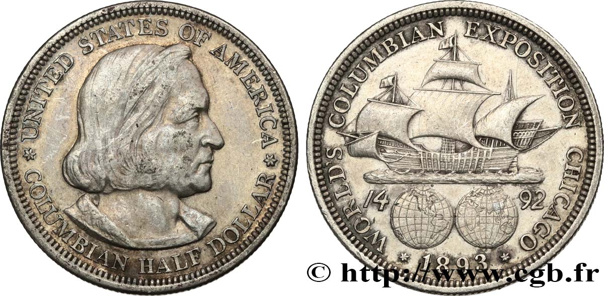 UNITED STATES OF AMERICA 1/2 Dollar Exposition Colombienne de Chicago 1893 Philadelphie AU 