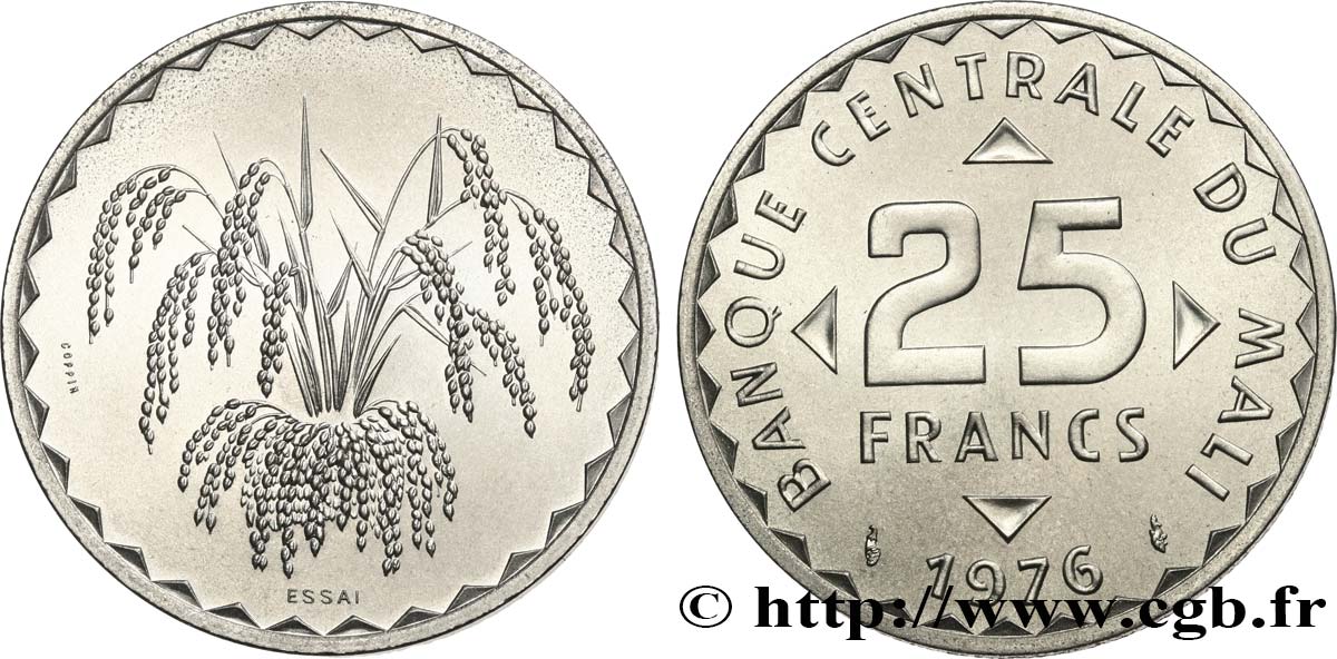 MALI Essai de 25 Francs plant de mil 1976 Paris MS 