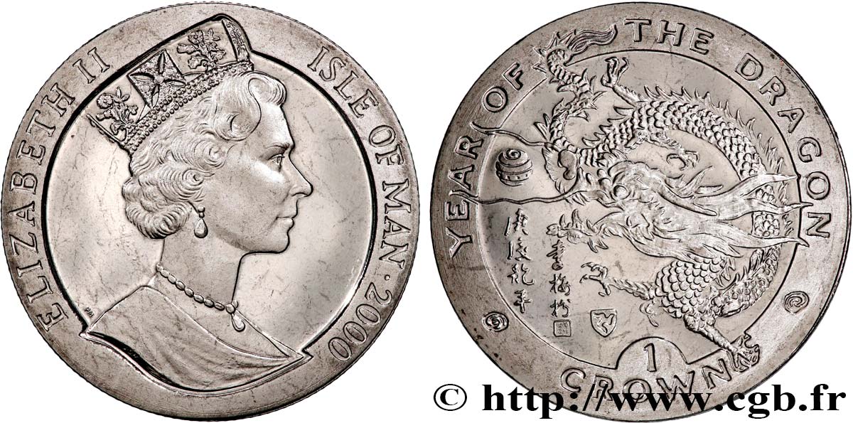 ÎLE DE MAN 1 Crown Proof année du dragon 2000 Pobjoy Mint SPL 