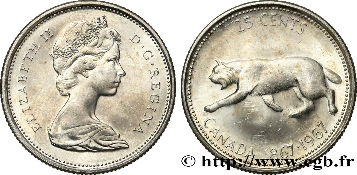 CANADA 25 Cents centenaire de la Confédération 1967  SPL 