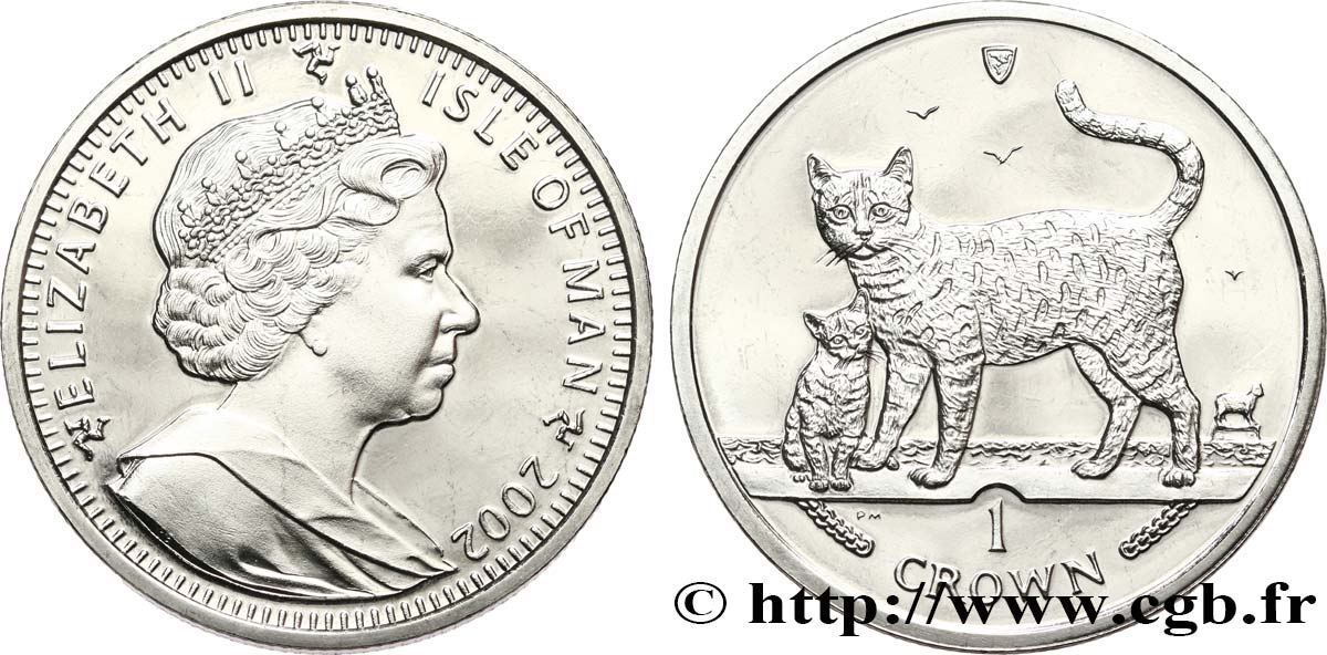 ISOLA DI MAN 1 Crown Proof Chat Bengal 2002 Pobjoy Mint MS 