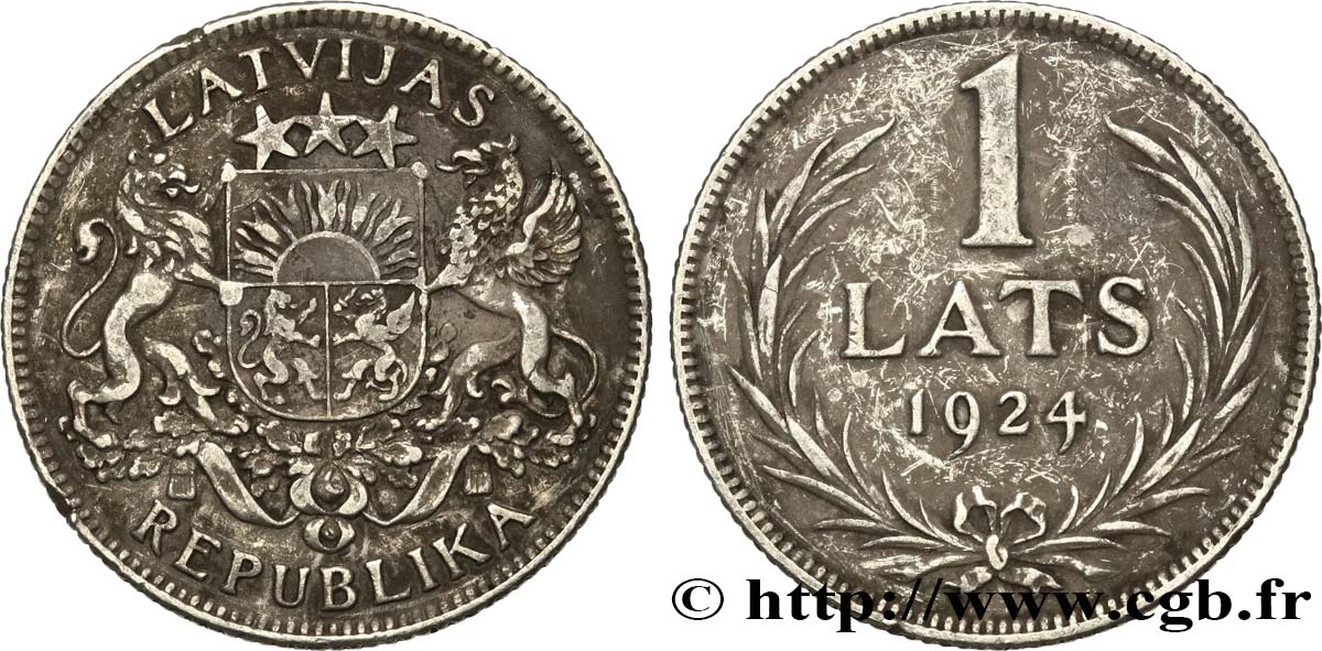 LETTONIA 1 Lats emblème 1924  BB 