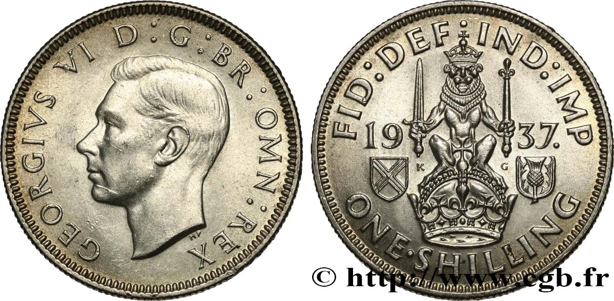 UNITED KINGDOM 1 Shilling Georges VI “Scotland reverse” 1937  AU 