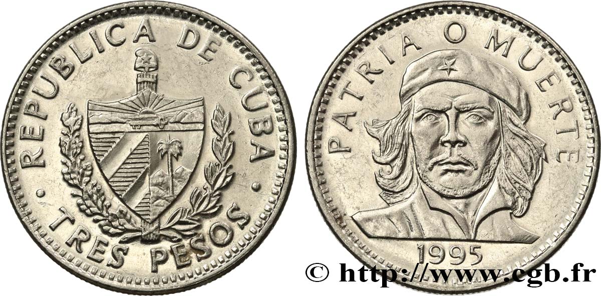 CUBA 3 Pesos Ernesto “Che” Guevara 1995  AU 