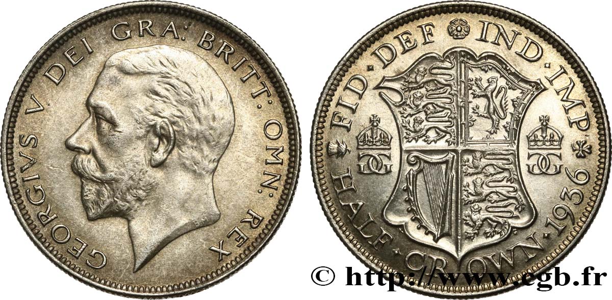 UNITED KINGDOM 1/2 Crown Georges V 1936  AU 