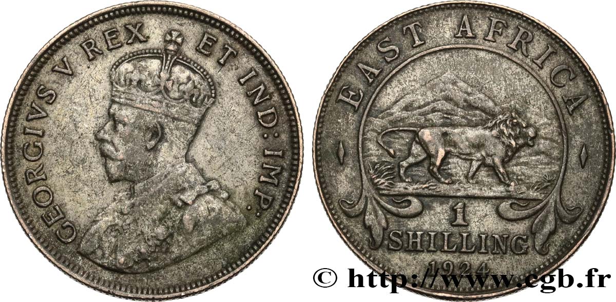 EAST AFRICA (BRITISH) 1 Shilling Georges V 1924 British Royal Mint VF 