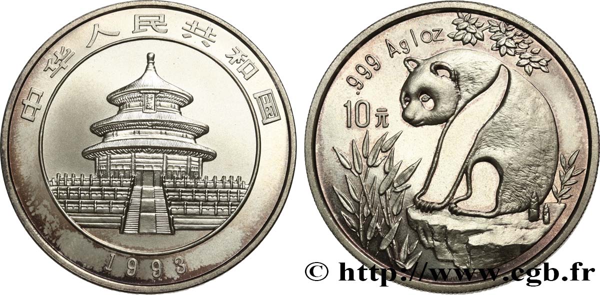 CHINA 10 Yuan Panda 1993  fST 