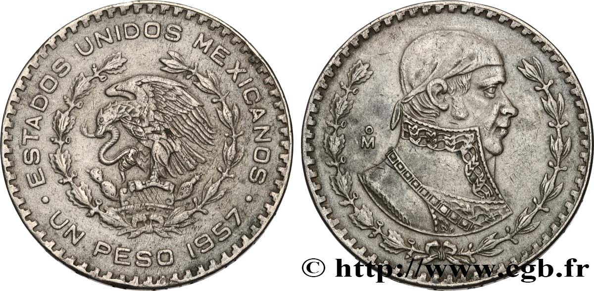 MEXIQUE 1 Peso Jose Morelos y Pavon 1957 Mexico TTB 