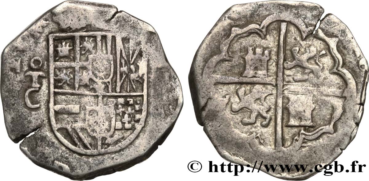 SPAIN - KINGDOM OF SPAIN - PHILIP IV 2 Reales n.d. Tolède VF 