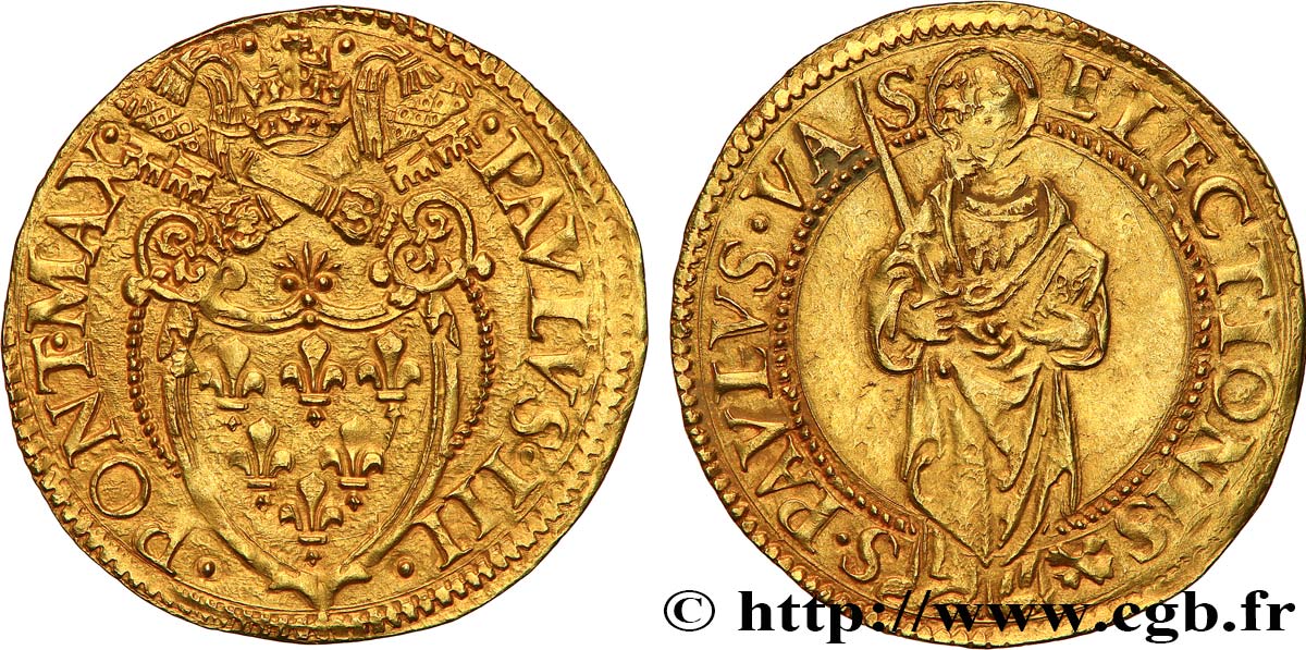 ITALIA - STATOS PONTIFICOS- PAULO III  (Alessandro Farnese) Écu d’or n.d. Rome EBC/MBC+ 