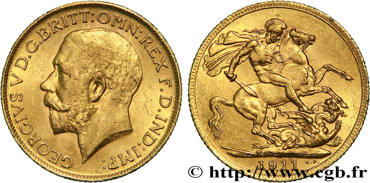 INVESTMENT GOLD 1 Souverain Georges V 1911 Londres SPL 