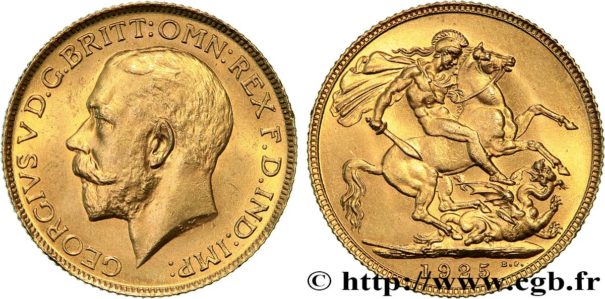 INVESTMENT GOLD 1 Souverain Georges V 1925 Londres MS 