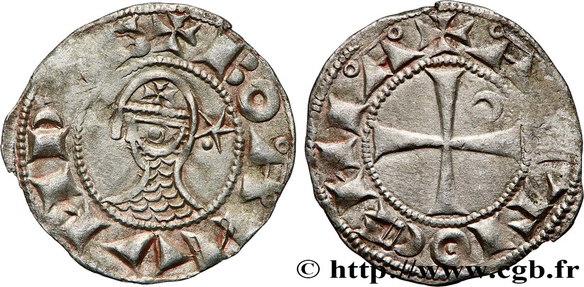 CRUSADES - PRINCIPALITY OF ANTIOCHUS - BOHEMOND III Denier n.d. Antioche AU 