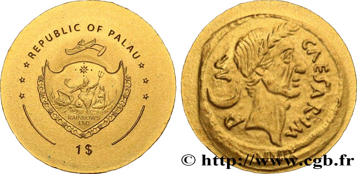 PALAU 1 Dollar série monnaies romaines : Aureus de Jules César 2009  FDC 